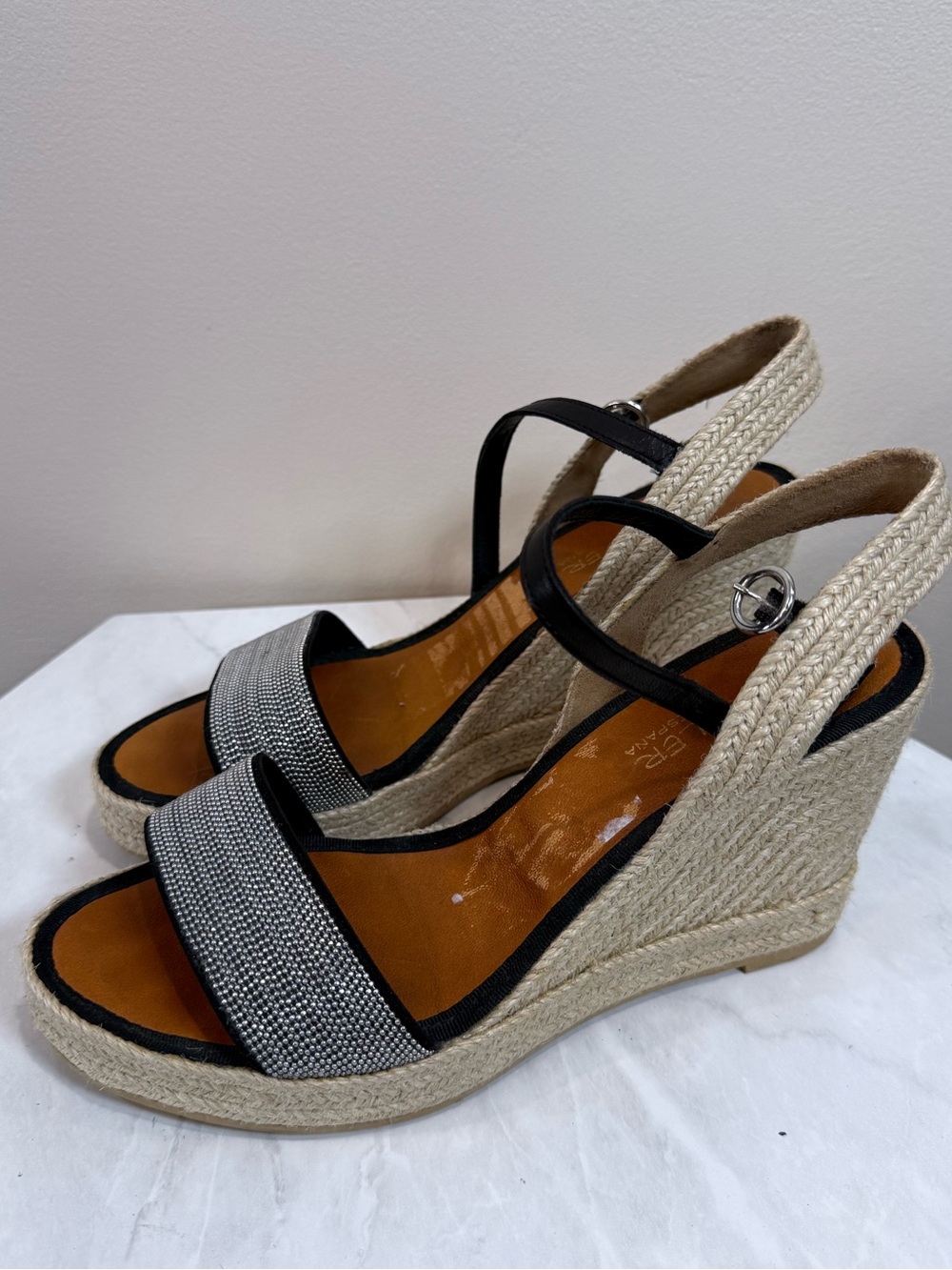 🔥Casteller women’s Black Espadrille Wedge Sandals - Black Size 8 EC🔥